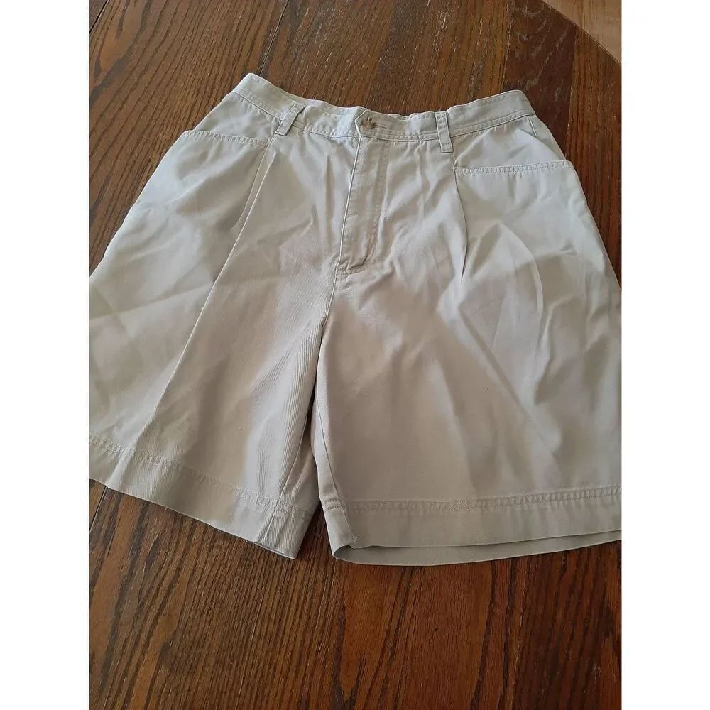 Size 12 Tall Eddie Bauer Khaki Tan Bermuda Long Shorts Cotton High Rise Shorts